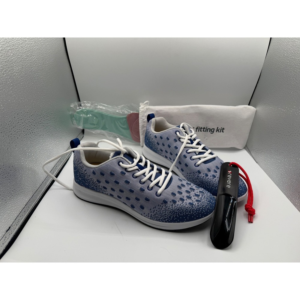 Revere Geneva‎ Blue White Ombre Knit Lace Up Sneakers with Fitting Kit Mens 10